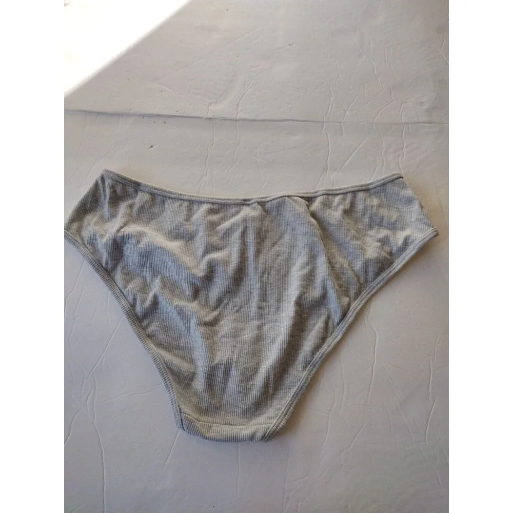 Jenni‎ Women's Large Ribbed Knit  Thong Panty Underwear, Gray Heather